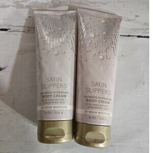 NEW! Bath & Body Works Satin Slippers Body Care Cream Lotion 2pc Set Fragrance
